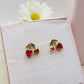 MINI CHERRIES HEART ~ Orecchini Ciliegie a cuore lobo in ACCIAIO inossidabile + cubic zirconia