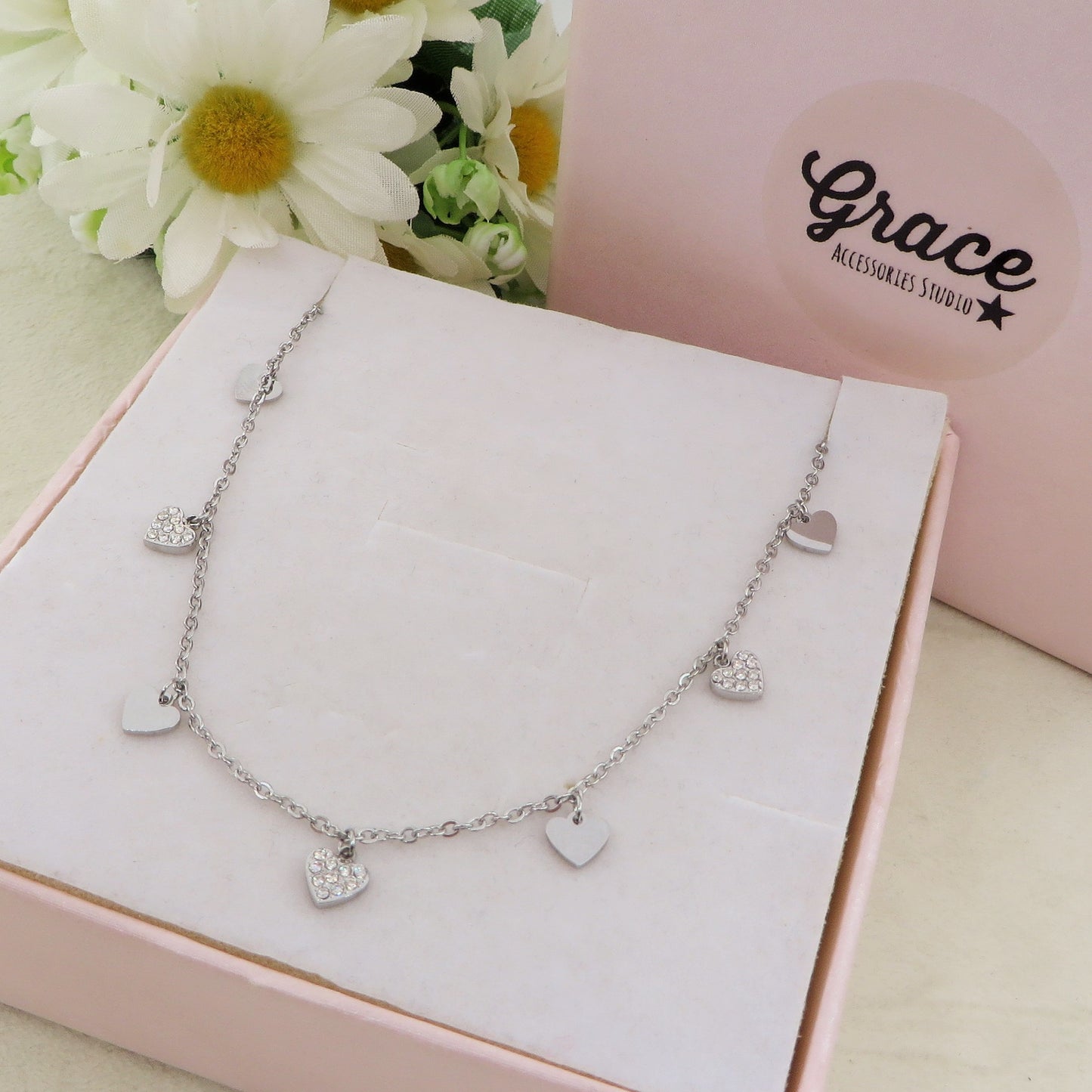 TINY HEARTS - Collana in ACCIAIO INOSSIDABILE tripla con cuoricini