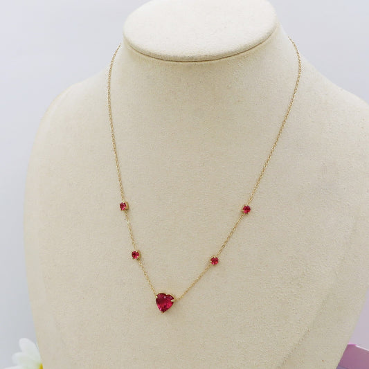 CHERIE RED - ACCIAIO INOSSIDABILE - Collana con cuore in cubic zirconia