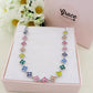 CASSIA~ACCIAIO INOSSIDABILE - Collana tennis quadrifogli RAINBOW con cubic zirconia