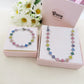 CASSIA~ACCIAIO INOSSIDABILE - Collana tennis quadrifogli RAINBOW con cubic zirconia
