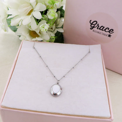 ROMANCE ~ ARGENTO 925 ~ Collana con pendente in madreperla