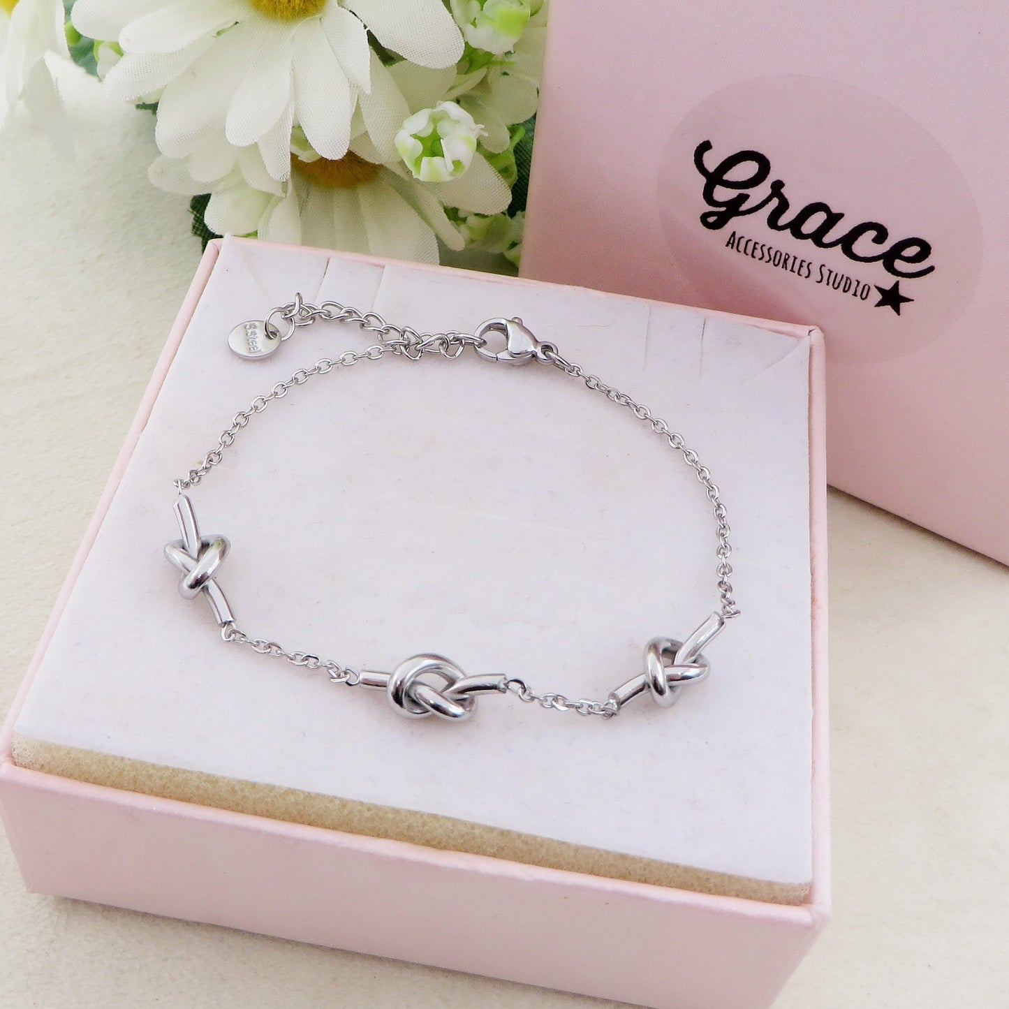 ALBA 3 NODI ~ Acciaio Inossidabile - Bracciale donna e uomo con nodi