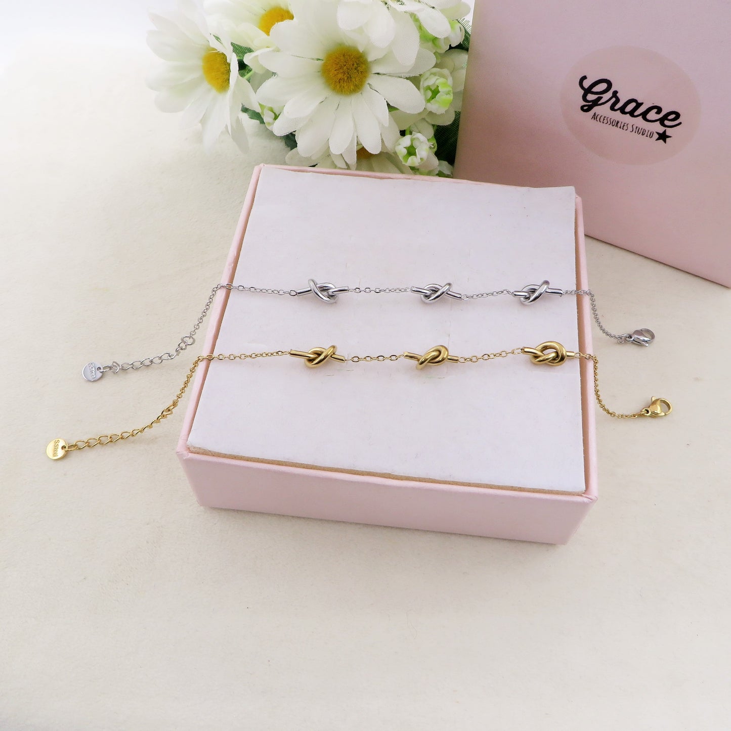 ALBA 3 NODI ~ Acciaio Inossidabile - Bracciale donna e uomo con nodi