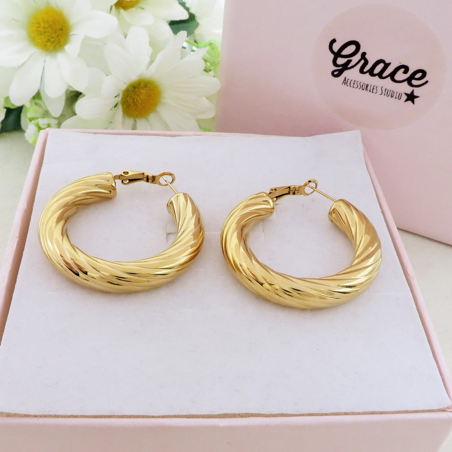 CONSTANCE - ACCIAIO INOSSIDABILE -  Orecchini chunky torchon a cerchio