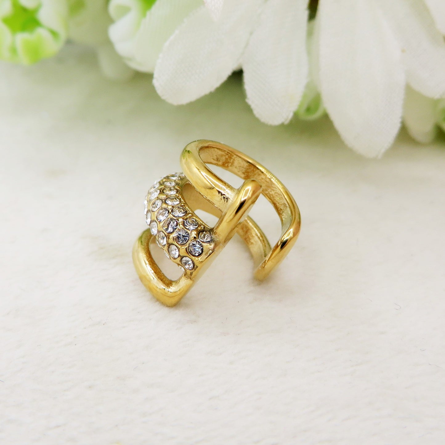 VENICE EARCUFF chiodo ~ ACCIAIO Inossidabile orecchino Senza buco in cubic zirconia