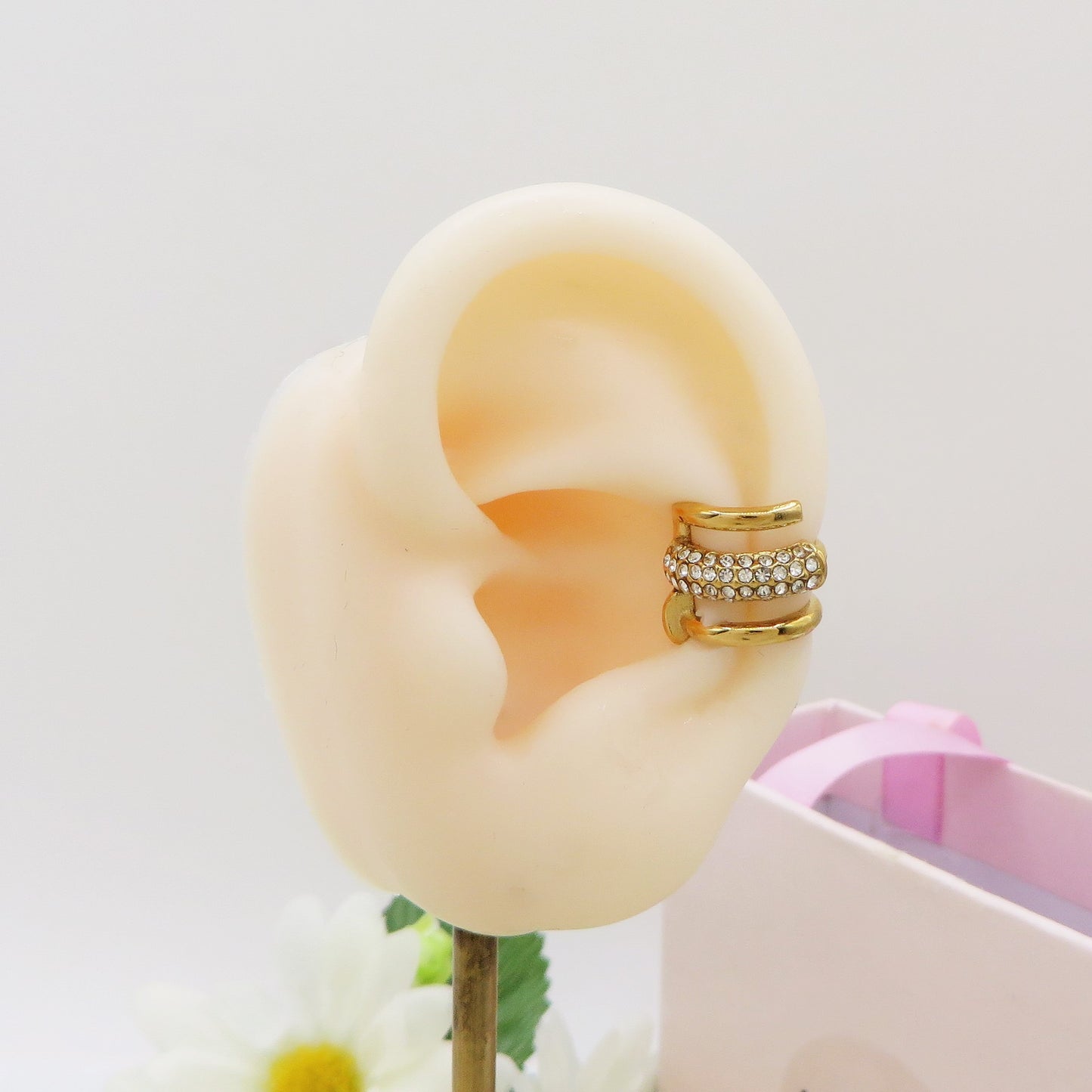 VENICE EARCUFF chiodo ~ ACCIAIO Inossidabile orecchino Senza buco in cubic zirconia