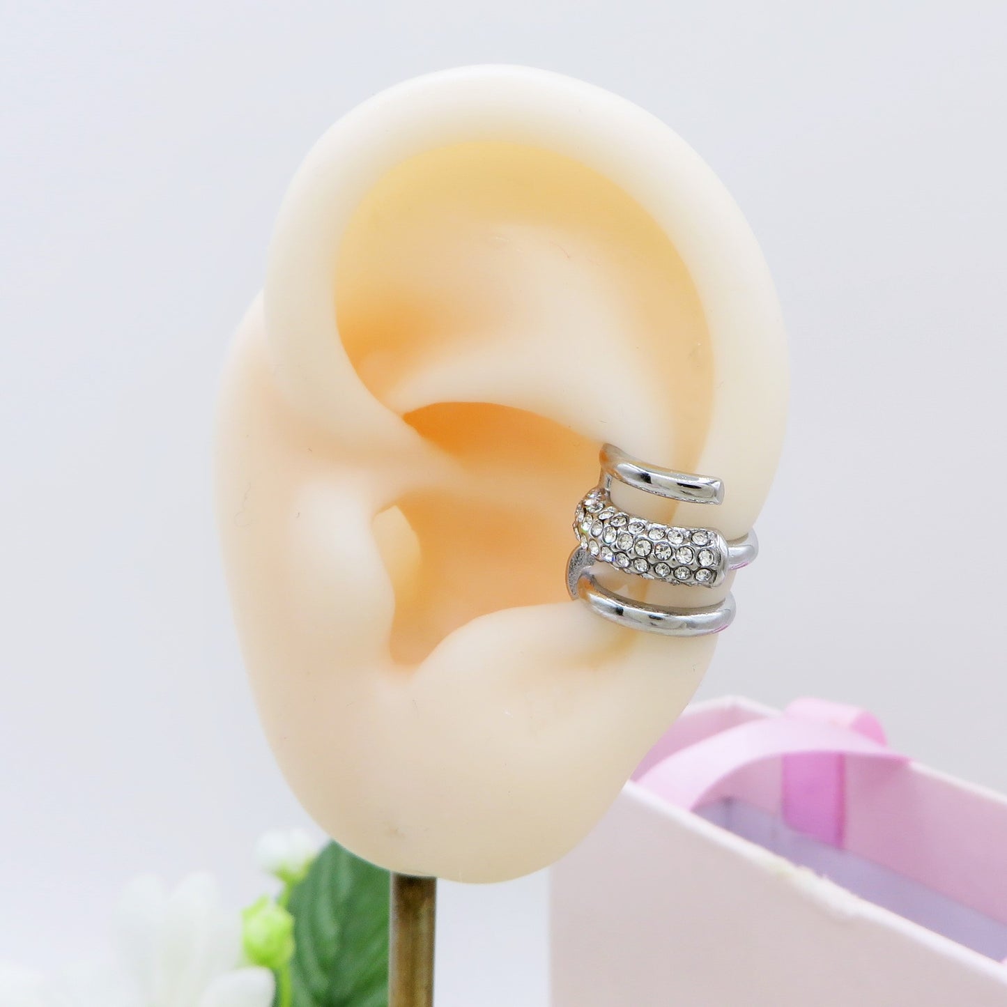 VENICE EARCUFF chiodo ~ ACCIAIO Inossidabile orecchino Senza buco in cubic zirconia