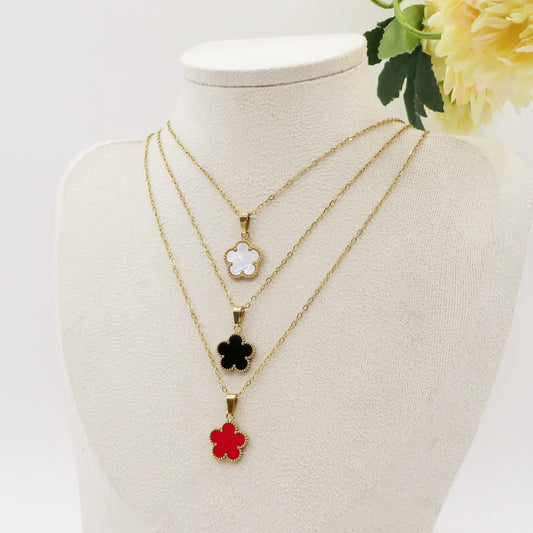 LILY  big Flower ~ ACCIAIO INOSSIDABILE Collana fiore pendente in madreperla