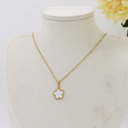 LILY  big Flower ~ ACCIAIO INOSSIDABILE Collana fiore pendente in madreperla
