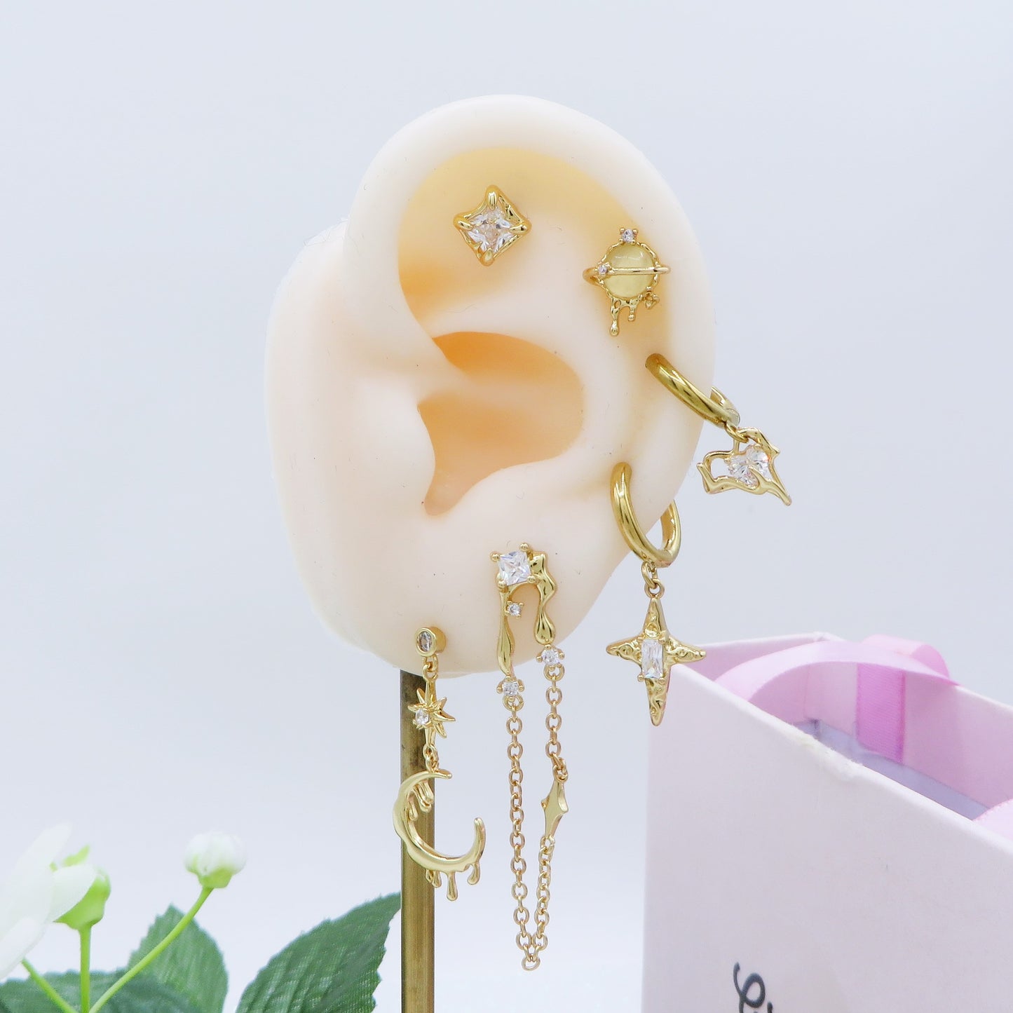 COSMIC SHINE Set 6 orecchini - ACCIAIO INOSSIDABILE - 6 Orecchini pendenti con cubic zirconia