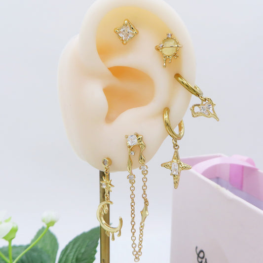 COSMIC SHINE Set 6 orecchini - ACCIAIO INOSSIDABILE - 6 Orecchini pendenti con cubic zirconia