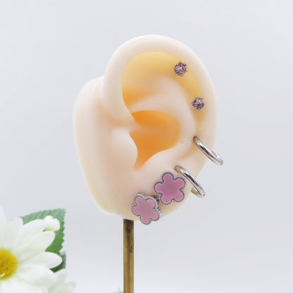 LILY set 3 PAIA - ACCIAIO INOSSIDABILE - 6 Orecchini pendenti con madreperla e cubic zirconia