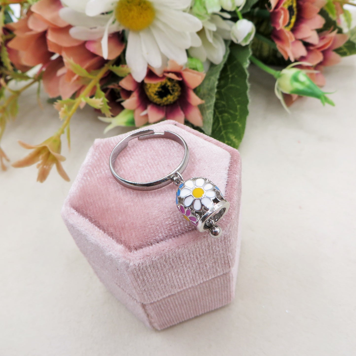 TINKERBELL SPRING ~  ACCIAIO INOSSIDABILE ~ Anello con campanella Smaltata