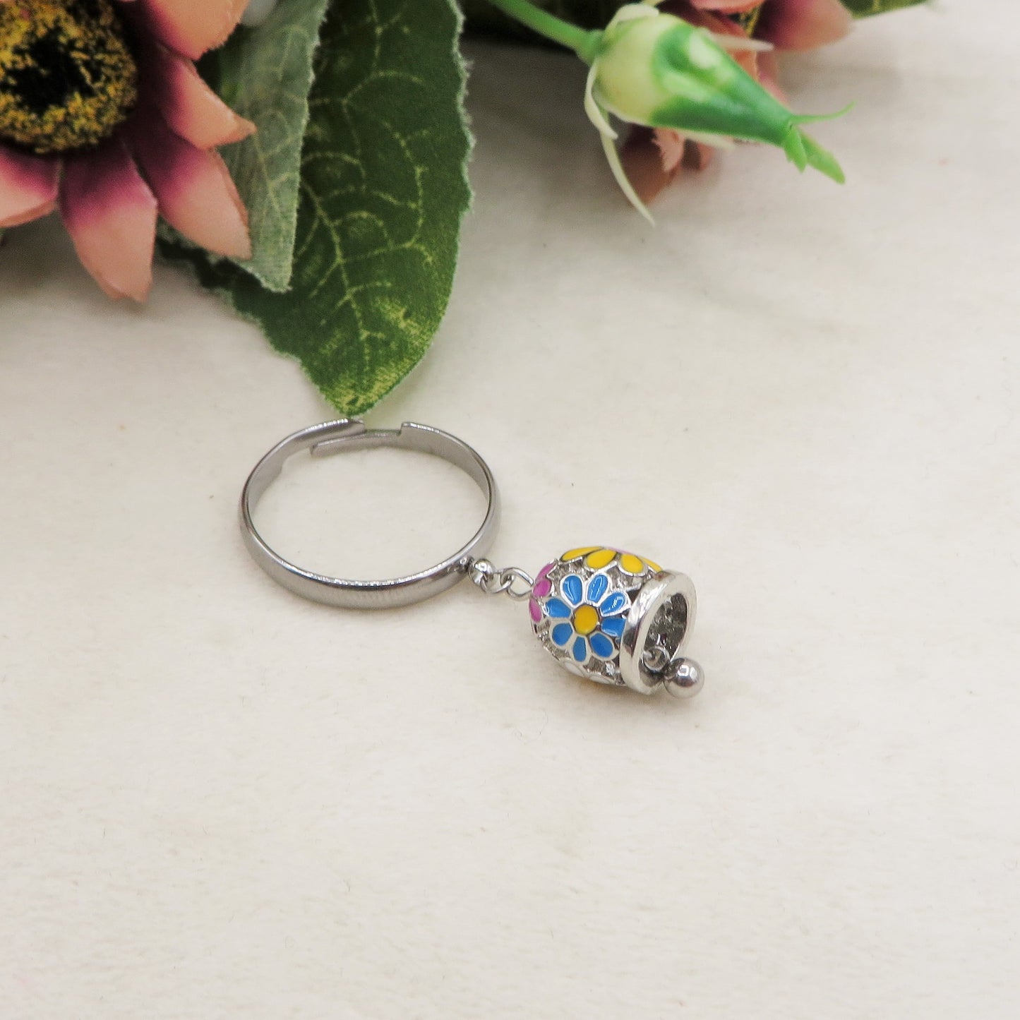 TINKERBELL SPRING ~  ACCIAIO INOSSIDABILE ~ Anello con campanella Smaltata