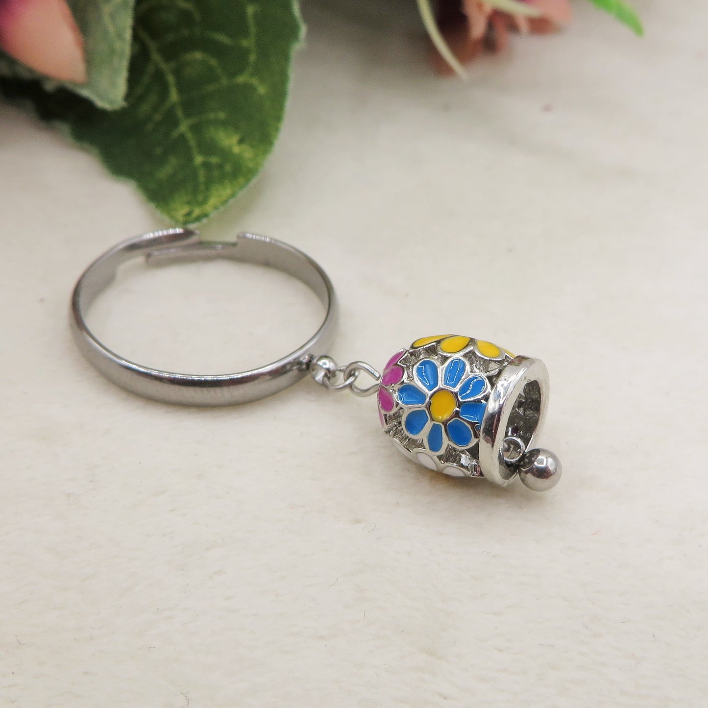 TINKERBELL SPRING ~  ACCIAIO INOSSIDABILE ~ Anello con campanella Smaltata