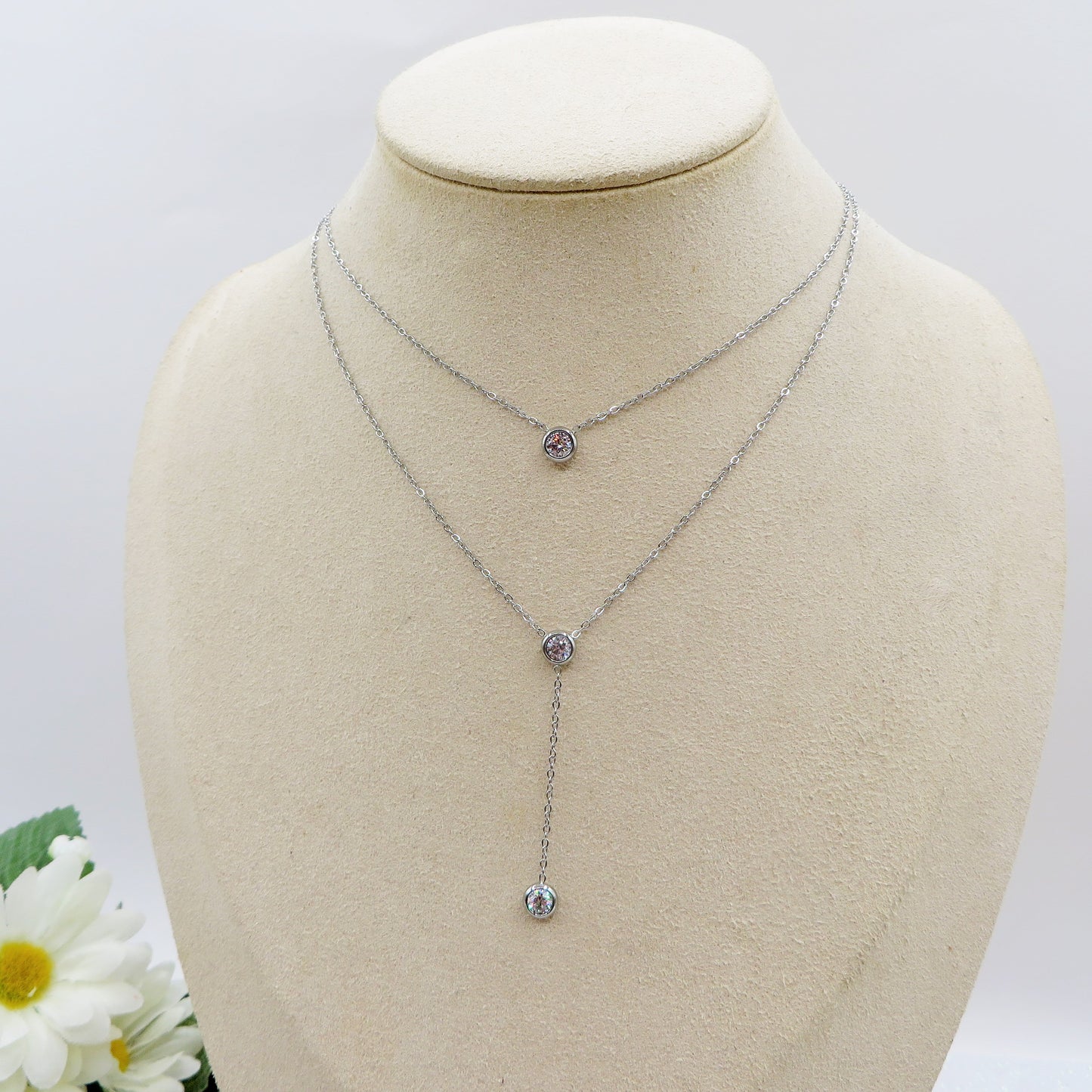 HEATHER - ACCIAIO INOSSIDABILE- Collana cravattina con cubic zirconia
