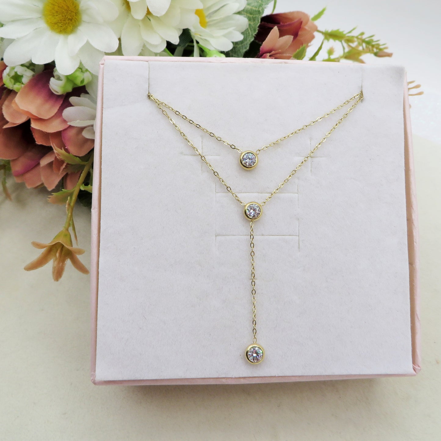 HEATHER - ACCIAIO INOSSIDABILE- Collana cravattina con cubic zirconia