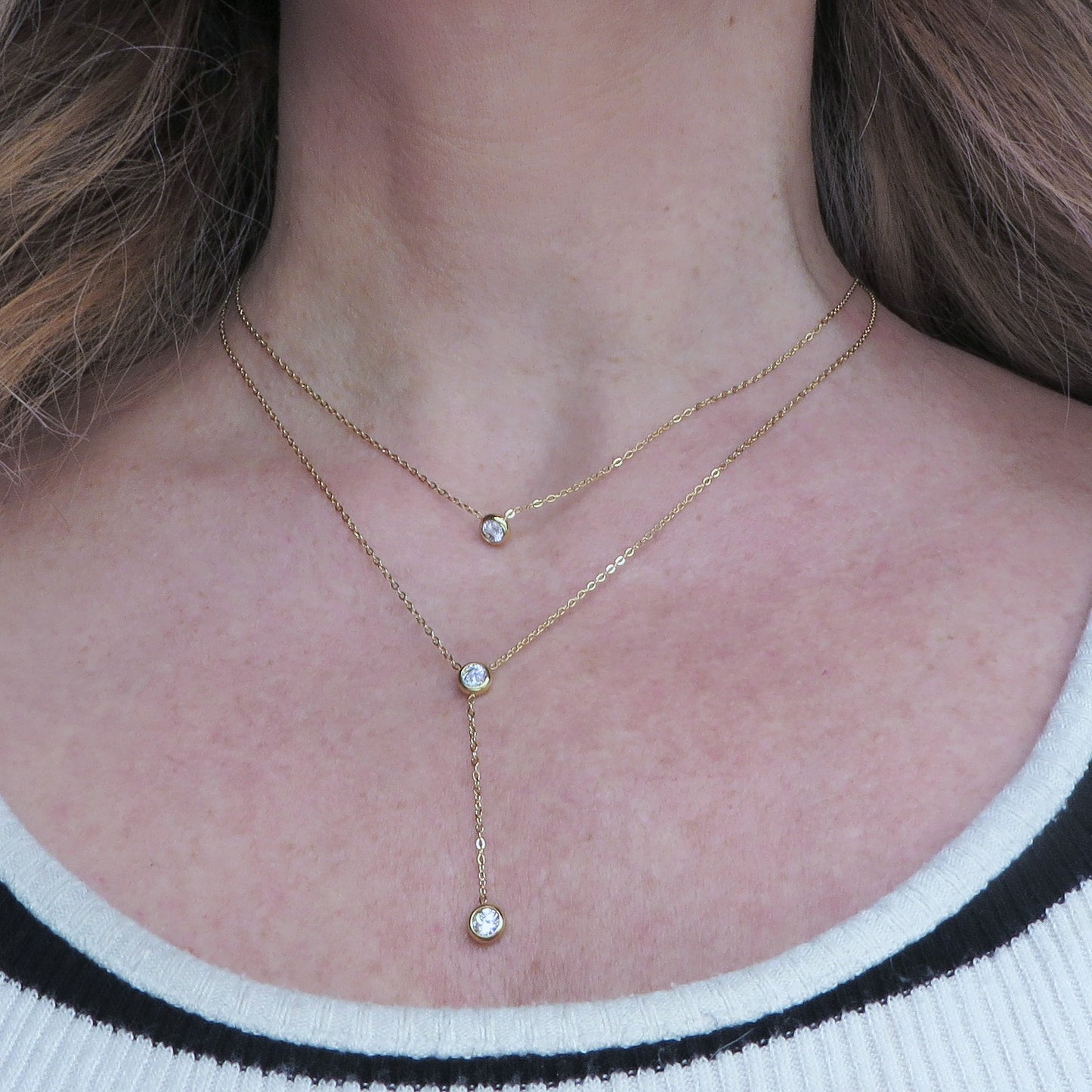 HEATHER - ACCIAIO INOSSIDABILE- Collana cravattina con cubic zirconia