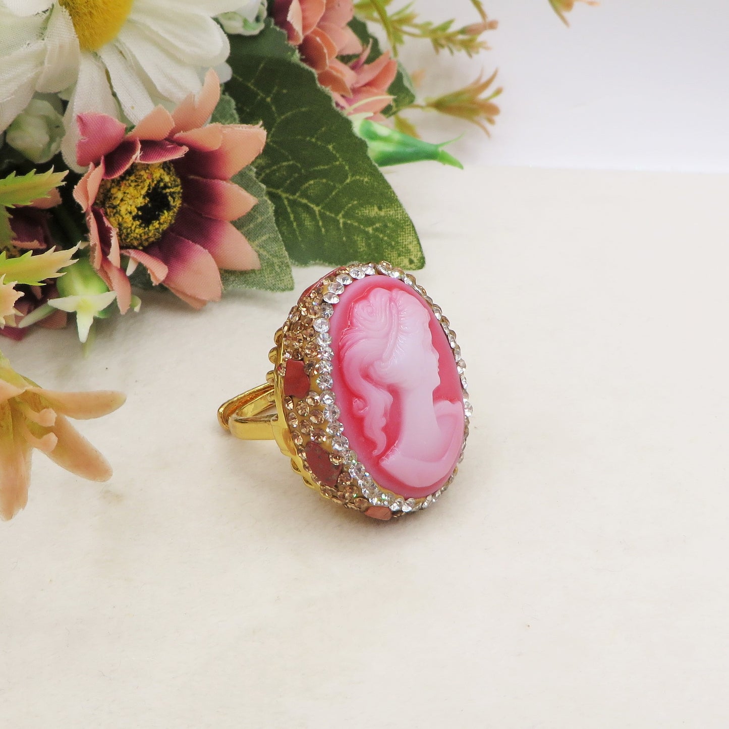 VERSAILLES - Anello con cammeo, pietre naturali e Cubic Zirconia