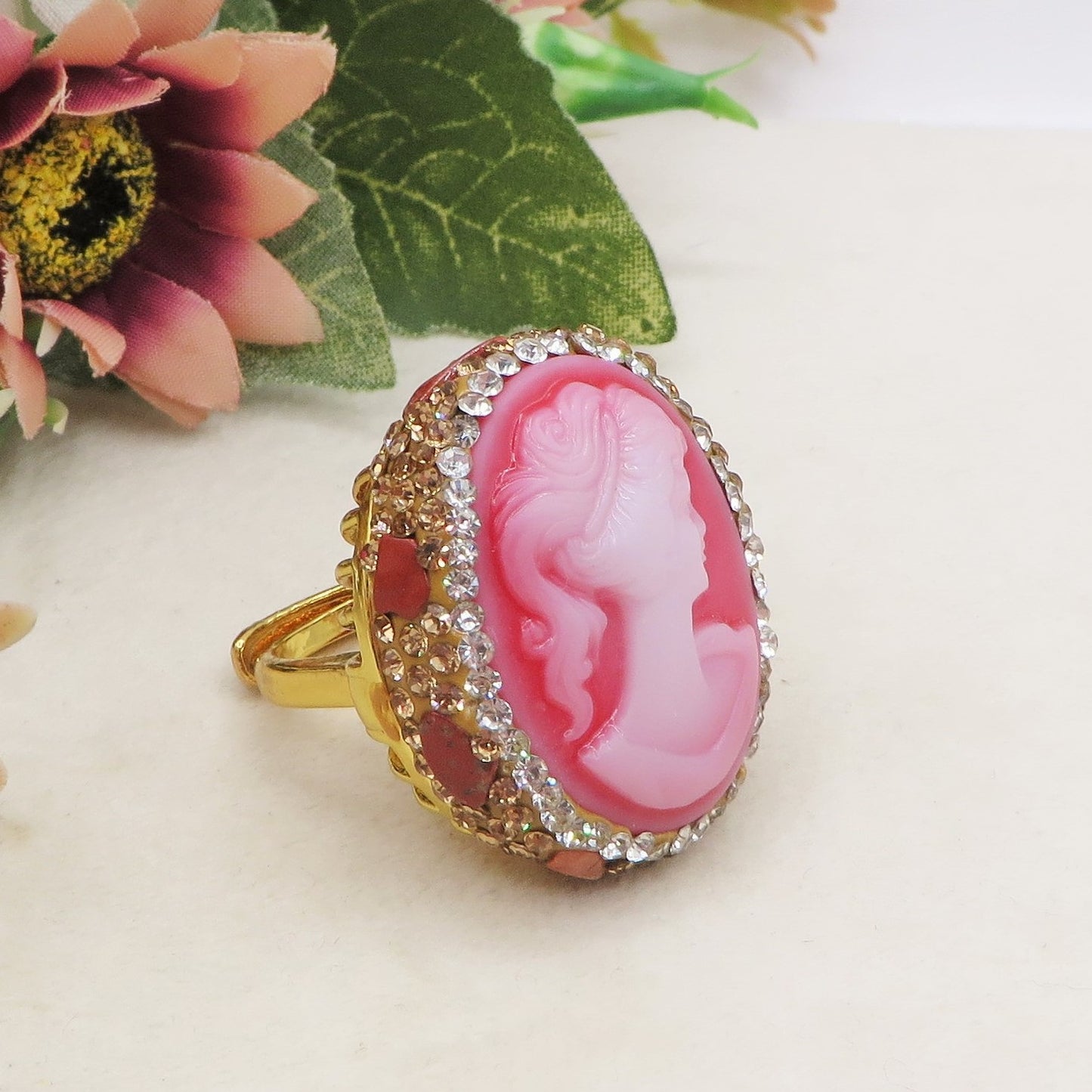 VERSAILLES - Anello con cammeo, pietre naturali e Cubic Zirconia