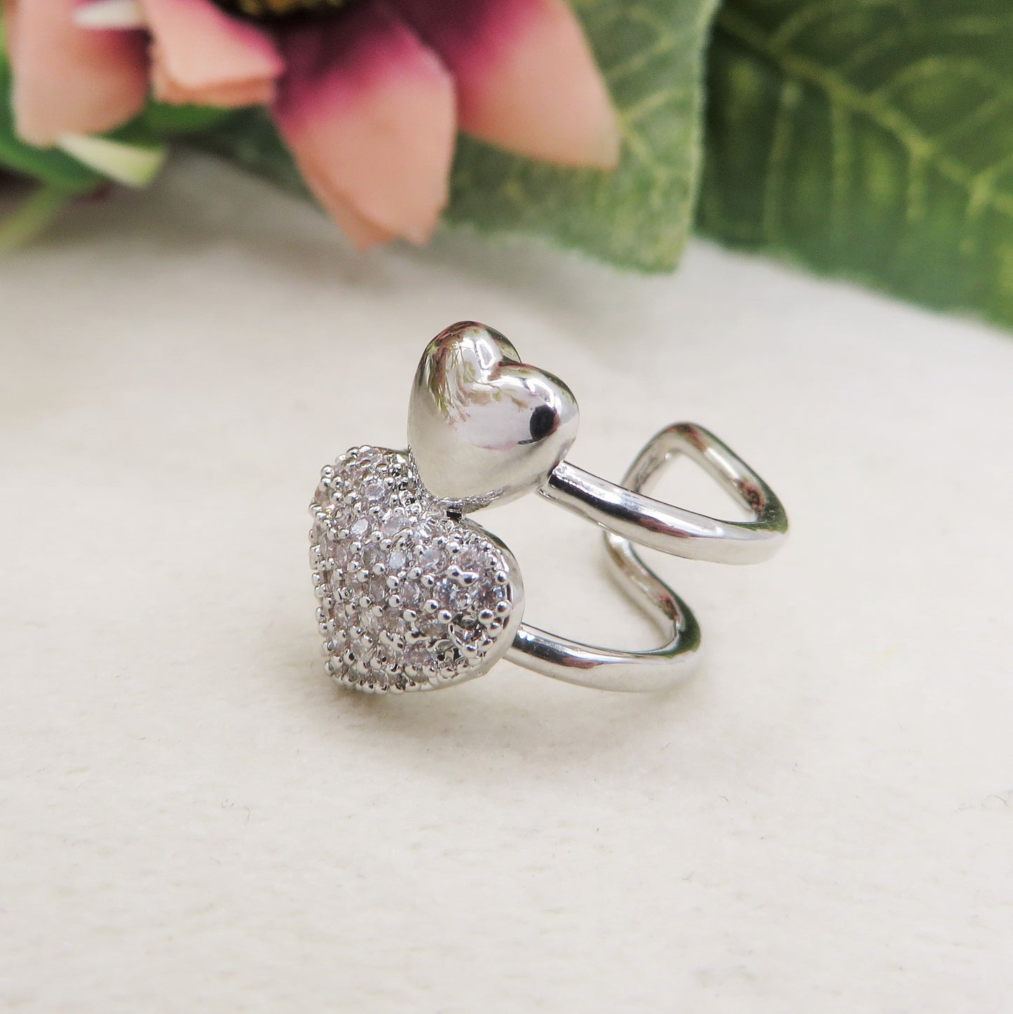 Heart EarCuff ~ Cuore zirconato - senza piercing
