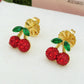 CHERRIES SHINE ~ Orecchini Ciliegie a lobo in ACCIAIO inossidabile + cubic zirconia