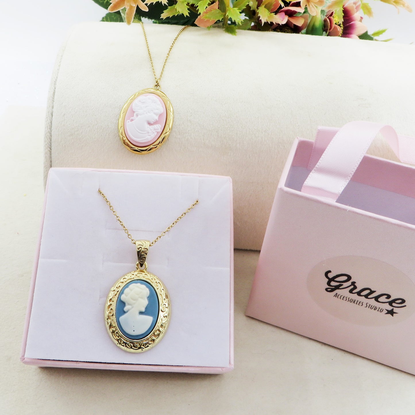 VERSAILLES Collana Pendente con CAMMEO - ACCIAIO INOSSIDABILE