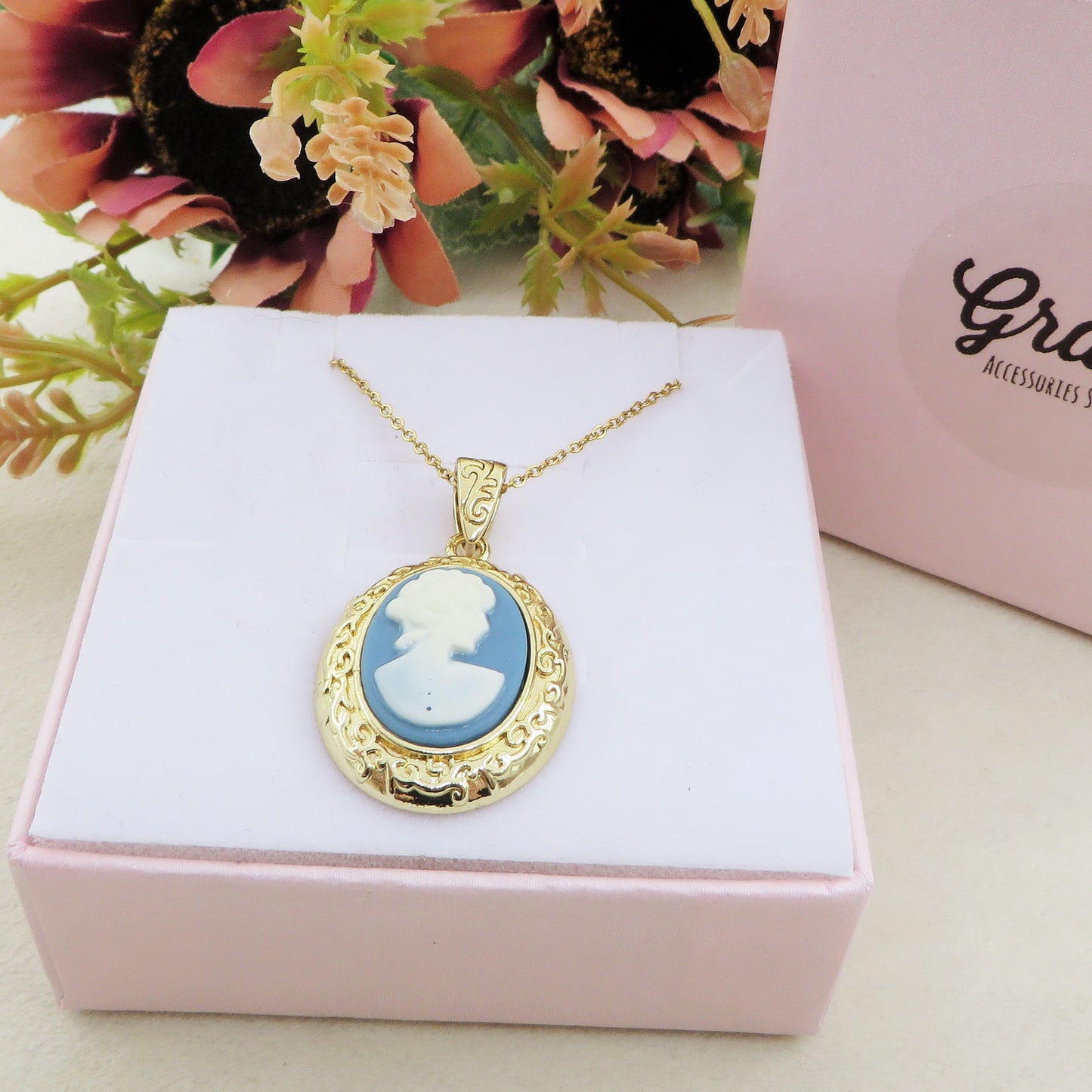 VERSAILLES Collana Pendente con CAMMEO - ACCIAIO INOSSIDABILE