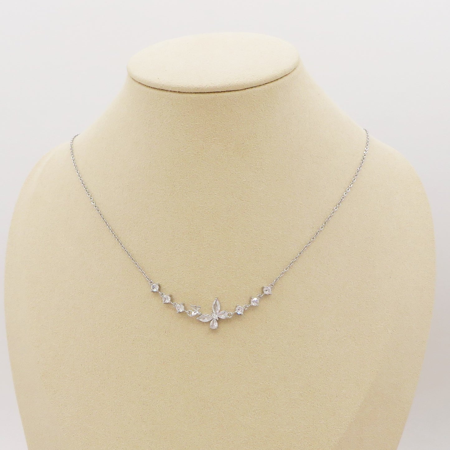 MARIPOSA ~ Girocollo con farfalle zirconate in ACCIAIO INOSSIDABILE e cubic zirconia