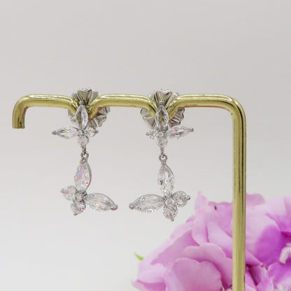 MARIPOSA MINI PENDENTI orecchini - ACCIAIO INOSSIDABILE - Paio Orecchini con farfalle pendenti con cubic zirconia