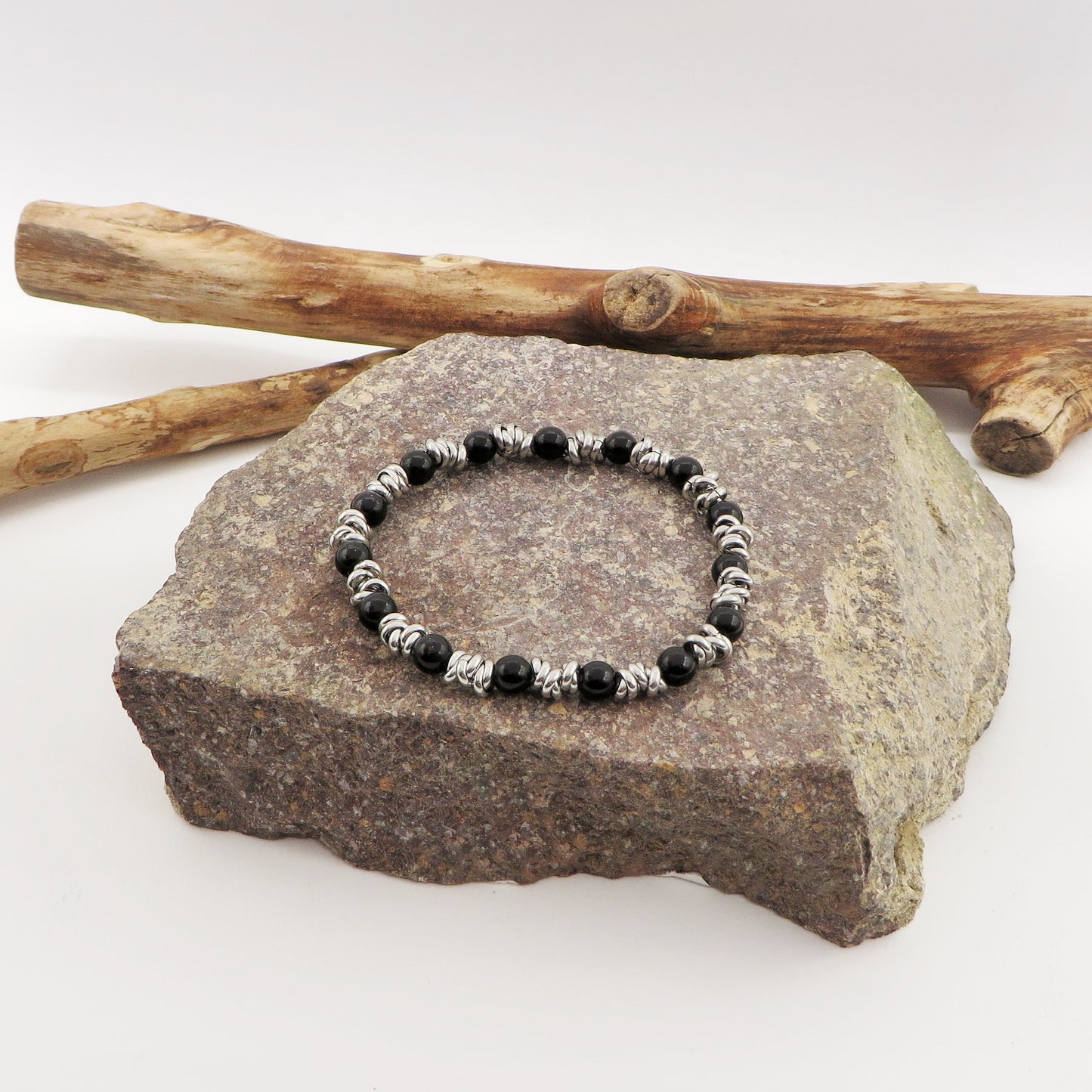 Bracciale unisex elasticizzato NODINI ACCIAIO INOSSIDABILE + perle colours