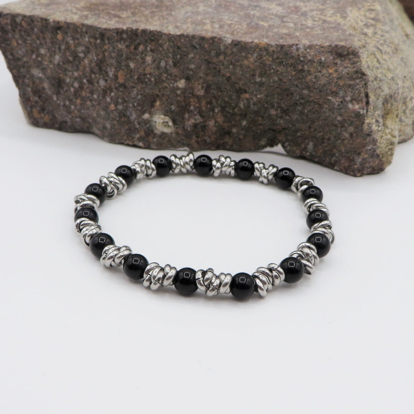 Bracciale unisex elasticizzato NODINI ACCIAIO INOSSIDABILE + perle colours