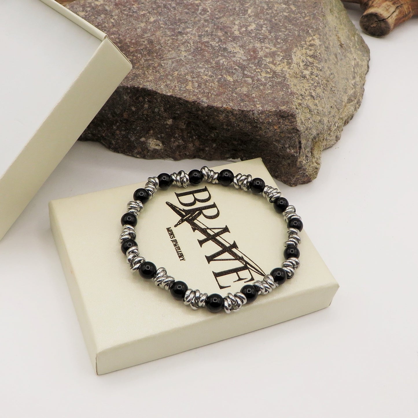 Bracciale unisex elasticizzato NODINI ACCIAIO INOSSIDABILE + perle colours