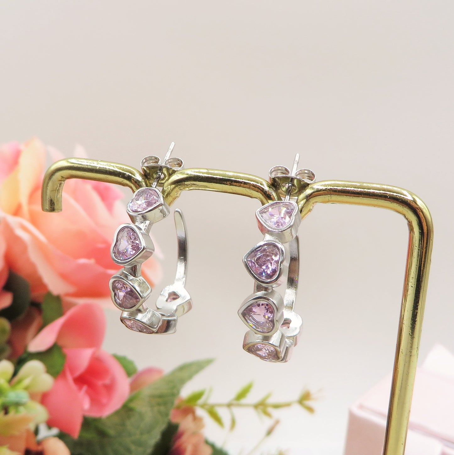 DESIRÉE hoops - ACCIAIO INOSSIDABILE orecchini a cerchio con cubic zirconia