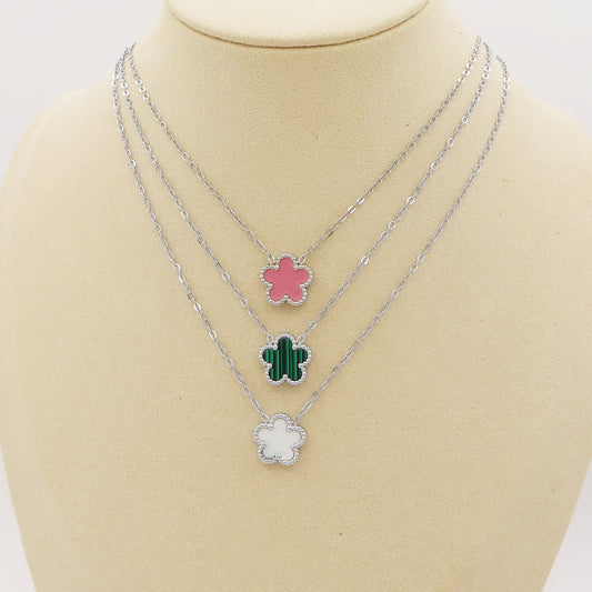 LILY  big Flower ~ ACCIAIO INOSSIDABILE Collana fiore pendente in madreperla