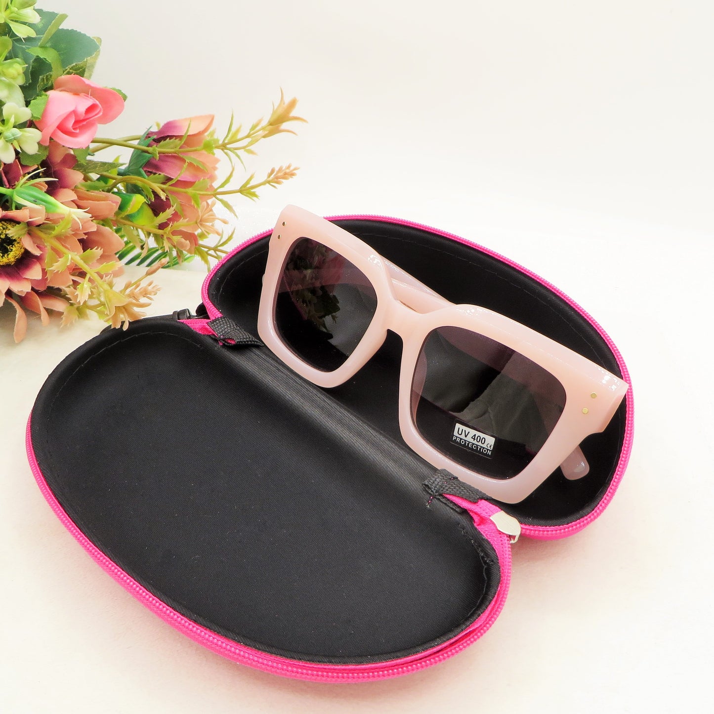EMILIA - Occhiali da sole MAXI con effetti geometrici  -  UV400 con custodia