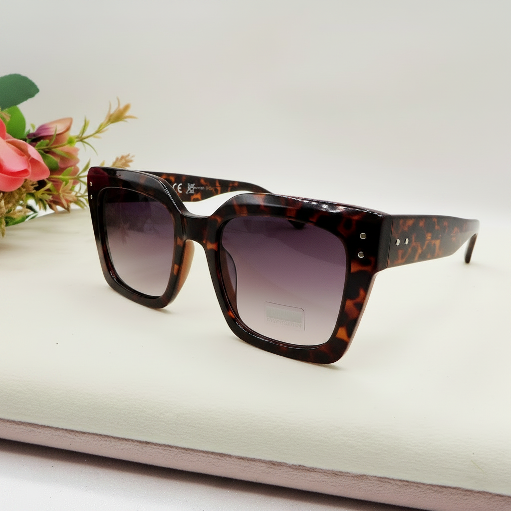 EMILIA - Occhiali da sole MAXI con effetti geometrici  -  UV400 con custodia