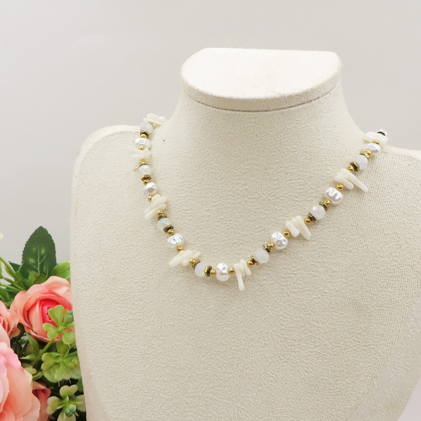 CORAL Collana ~ ACCIAIO INOSSIDABILE - Collana con perle barocche, turchesi e coralli