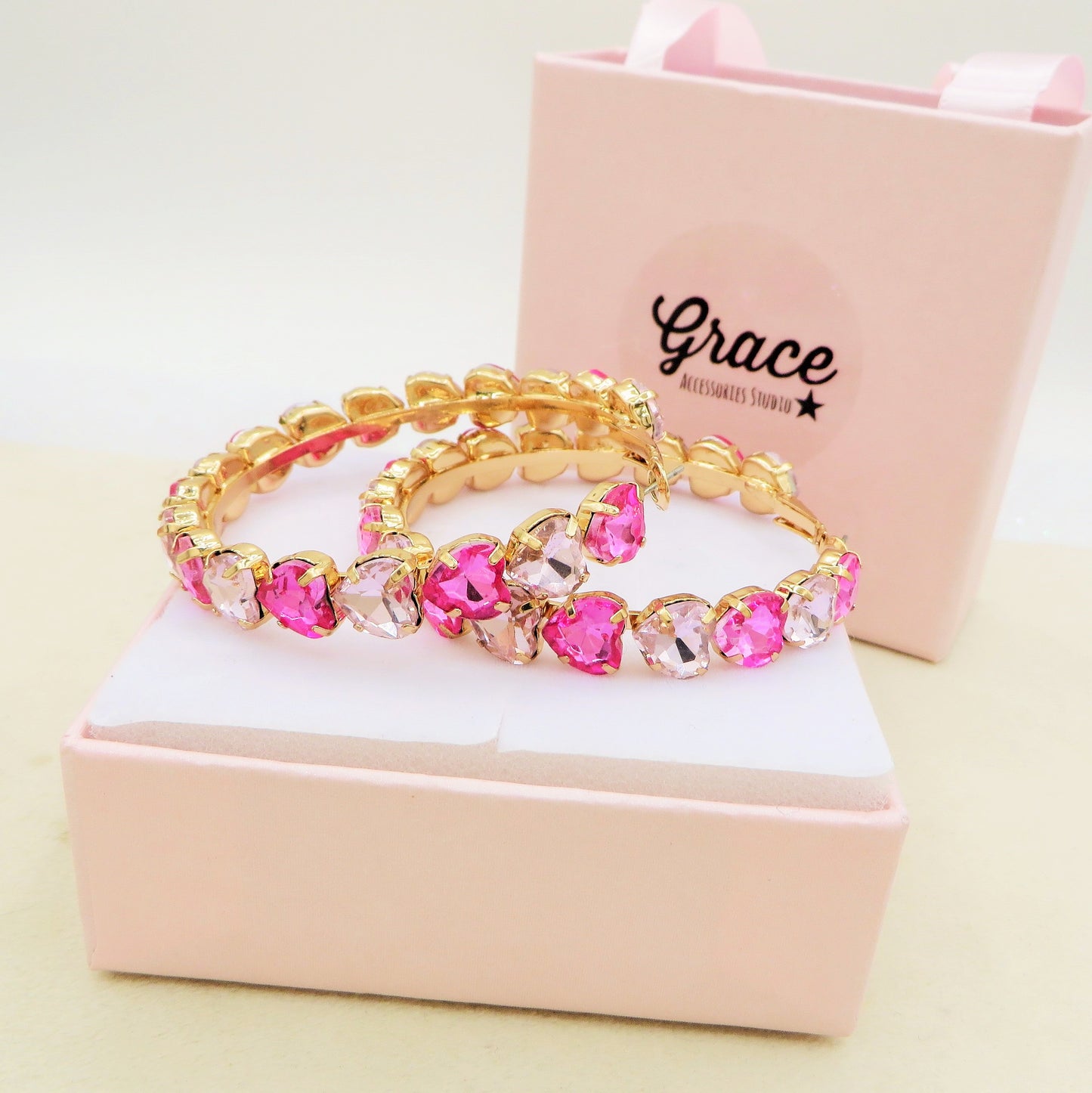 LUCE HEARTS - Big Hoops - Orecchini a cerchio con pietre sfaccettate