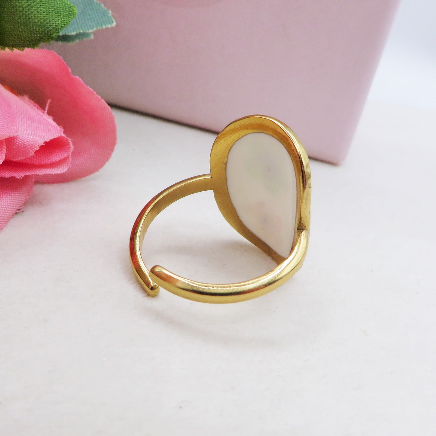 Èlise 🌷 Anello regolabile con fiori vintage - Acciaio Inossidabile