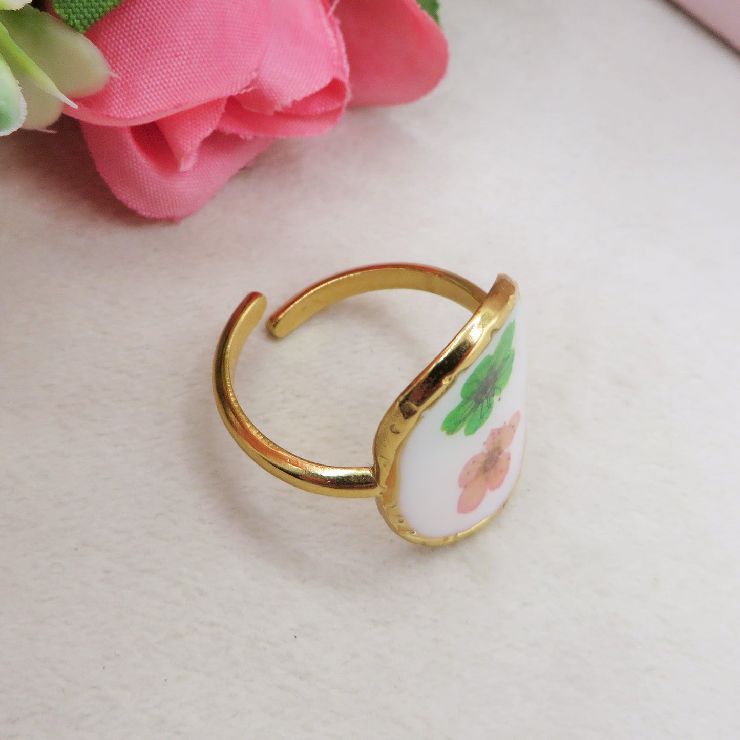 Èlise 🌷 Anello regolabile con fiori vintage - Acciaio Inossidabile