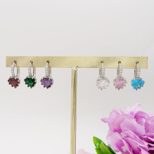 Béatrice - Orecchini monachella con cubic zirconia a forma di cuore