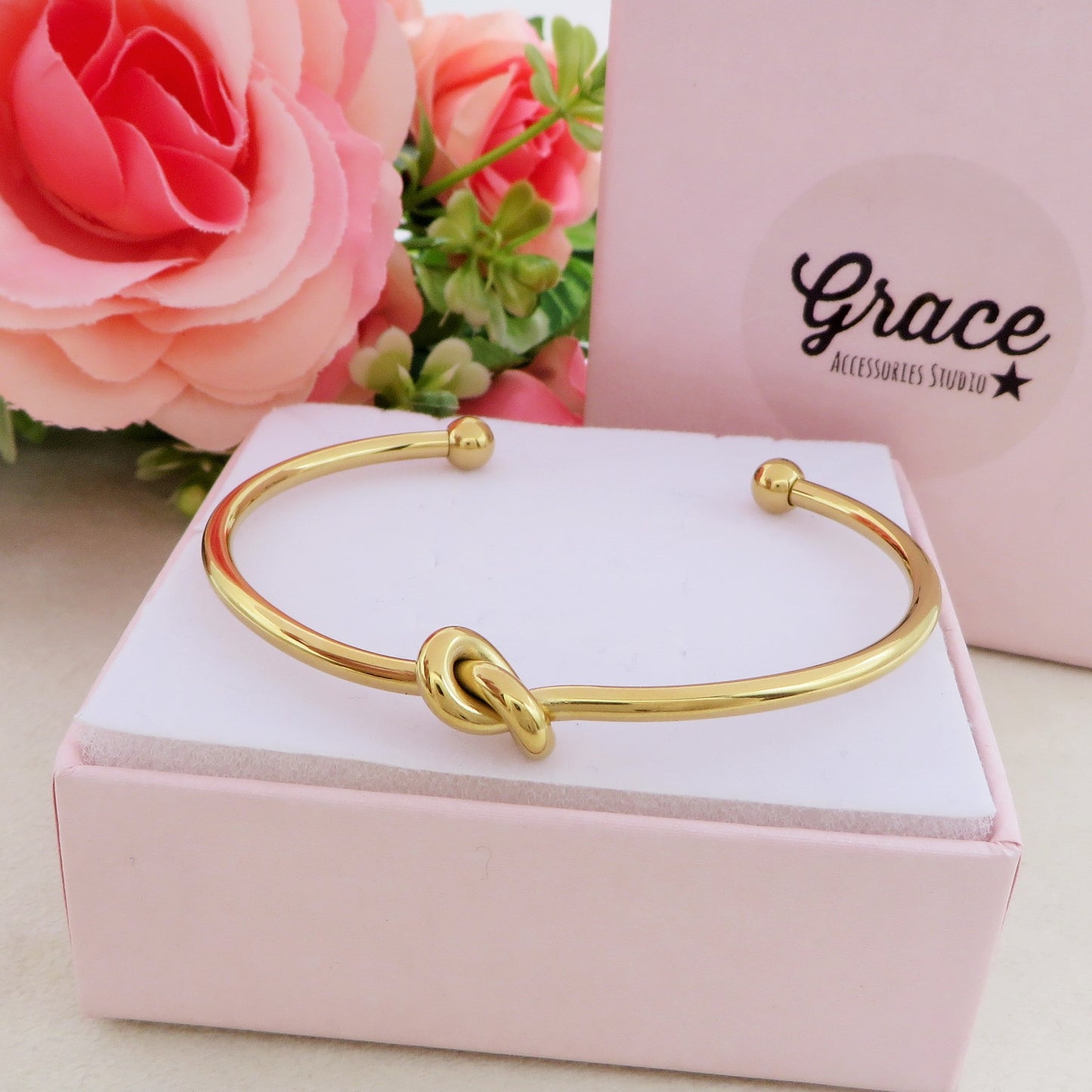 ALBA ~ Acciaio Inossidabile - Bracciale rigido donna e uomo con nodo