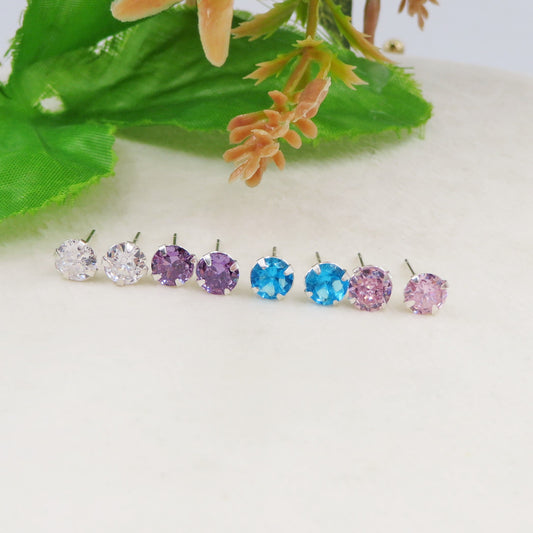 PUNTO LUCE 5mm ~ paio Orecchini ARGENTO 925 a lobo con cubic zirconia