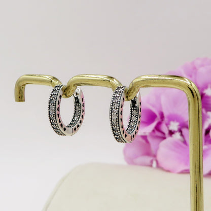 KEIRA ~ Argento 925 Orecchini mini hoops con cuoricini laterali