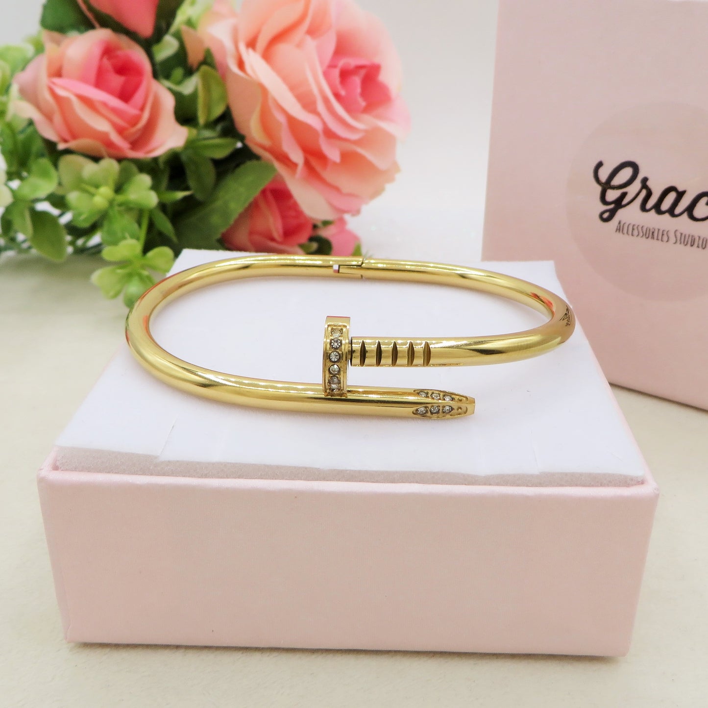 VENICE CRYSTAL ~ Bracciale CHIODO in acciaio inossidabile