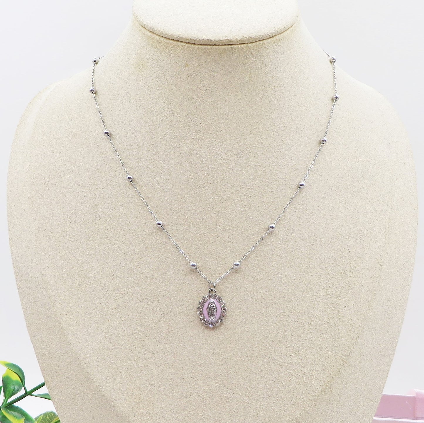 HOLY COLOURS SILVER  - Collana ACCIAIO con madonnina e cubic zirconia