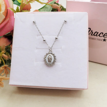 HOLY COLOURS SILVER  - Collana ACCIAIO con madonnina e cubic zirconia