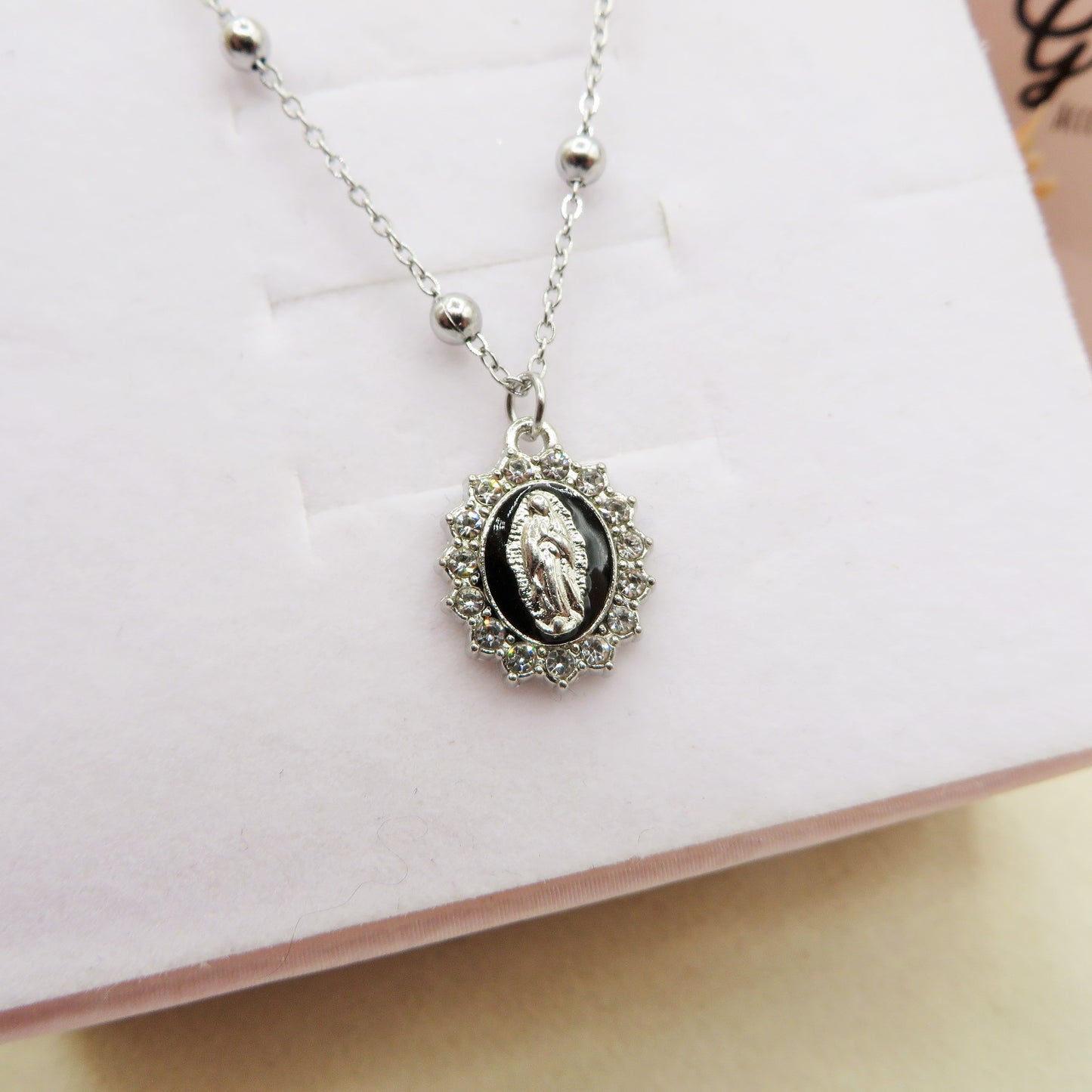 HOLY COLOURS SILVER  - Collana ACCIAIO con madonnina e cubic zirconia